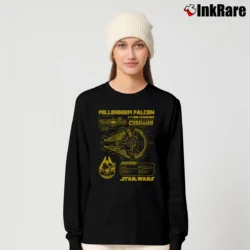 Women’s Star Wars Millennium Falcon Schematic Long-Sleeve Top in black | Sleek, Versatile, All-Season