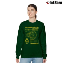 Women’s Star Wars Millennium Falcon Schematic Relaxed Sweatshirt in forest green | Soft, Laid-Back Vibe