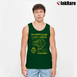 Men’s Star Wars Millennium Falcon Schematic Tank Top in forest green | Breathable, Active-Friendly Design