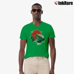 Men’s Star Wars Mr Miyagi Jedi Master Parody Karate V-Neck Tee in irish green | Sharp, Breathable, Everyday Staple