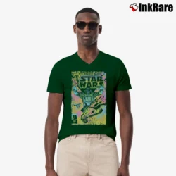 Men’s Star Wars Neon Graphic V-Neck Tee in forest green | Sharp, Breathable, Everyday Staple