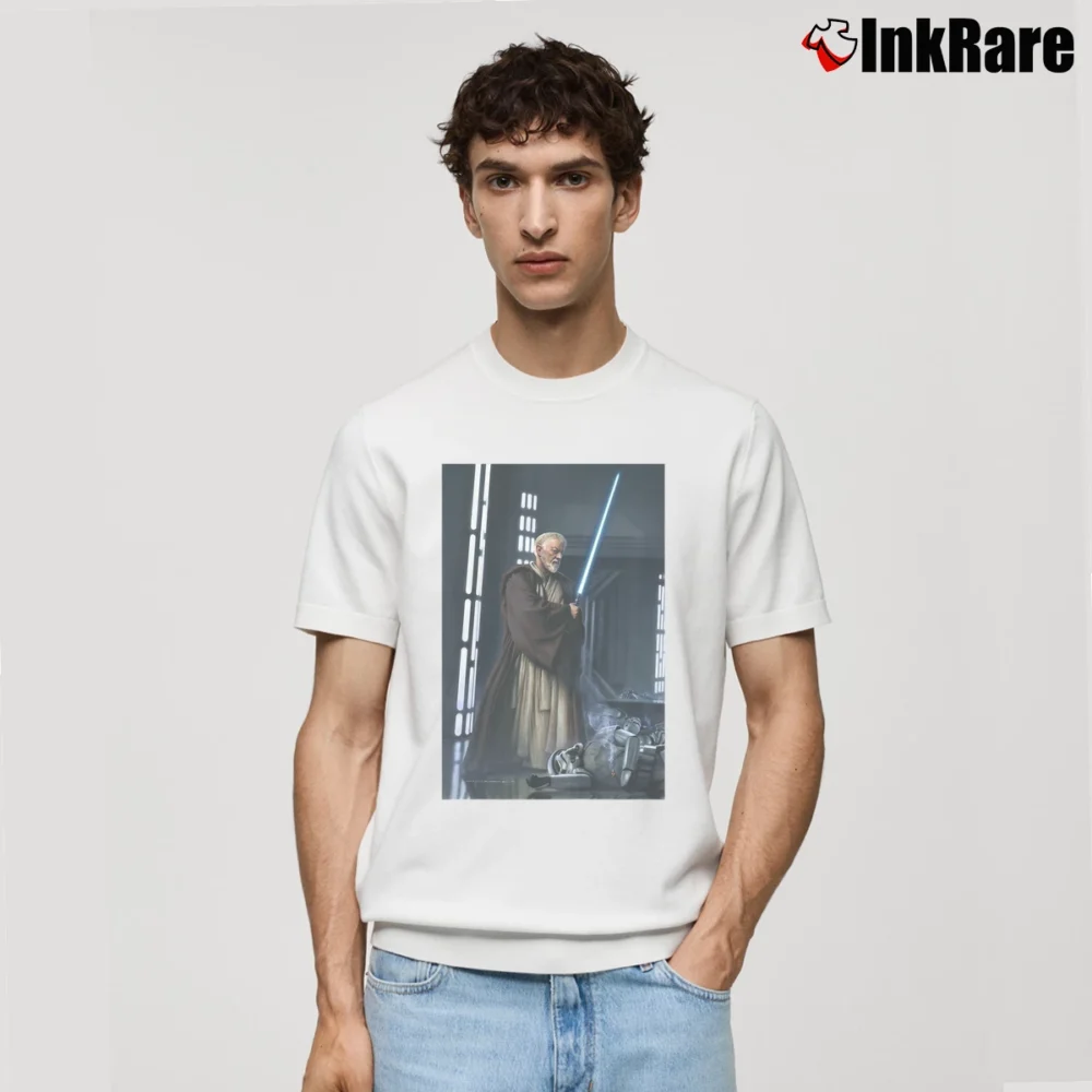 Men’s Star Wars Obi Wan Kenobi Lightsaber Graphic Classic T-Shirt in white | Soft, Breathable Everyday Wear