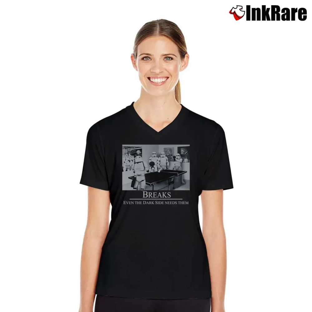 Women’s Star Wars Ping Pong Breaks Even The Dark Side V-Neck Tee in black | Chic Neckline, Soft Texture