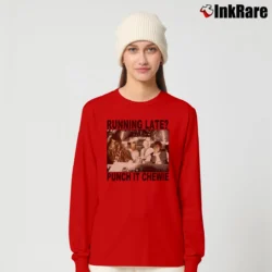Women’s Star Wars Punch It Chewie Running Late Funny Long-Sleeve Top in red | Sleek, Versatile, All-Season