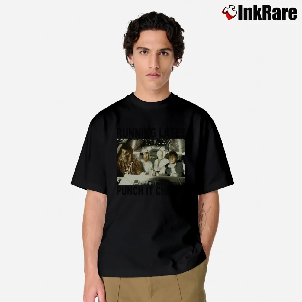 Men’s Star Wars Punch It Chewie Running Late Funny Classic T-Shirt in black | Soft, Breathable Everyday Wear