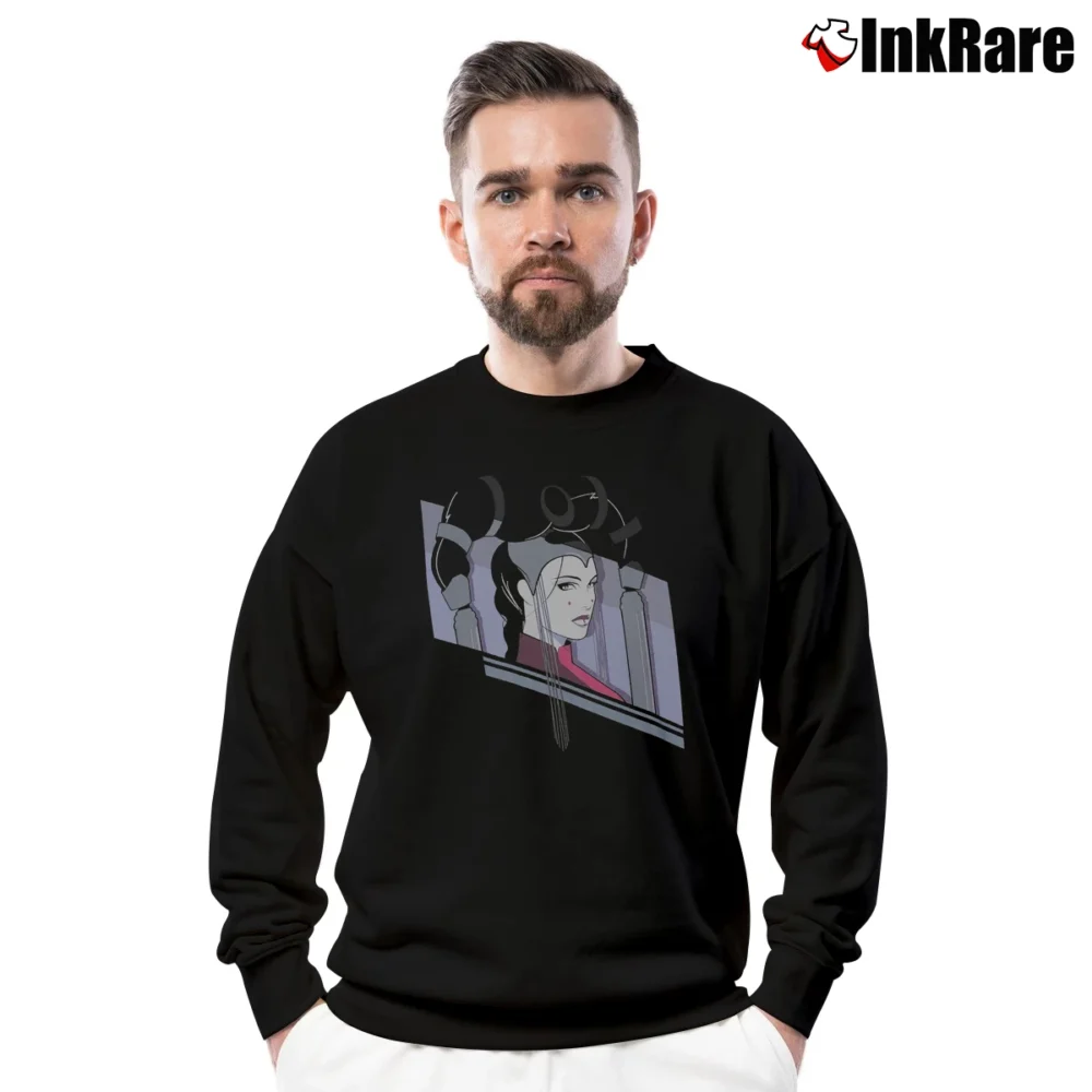 Men’s Star Wars Queen Amidala Craig Drake Art Crewneck Sweatshirt in black | Cozy Fabric, Clean Style