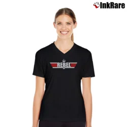 Women’s Star Wars Rebel Alliance Starbird Insignia Logo V-Neck Tee in black | Chic Neckline, Soft Texture