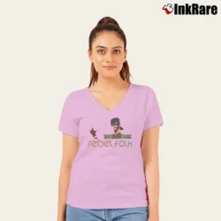 Women’s Star Wars Rebel Folk Kanan Jarrus Lothal V-Neck Tee in light pink | Chic Neckline, Soft Texture