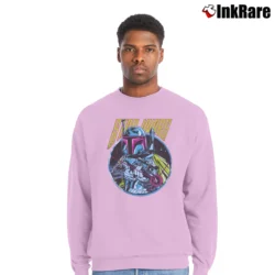 Men’s Star Wars Retro Boba Fett Graphic Crewneck Sweatshirt in light pink | Cozy Fabric, Clean Style