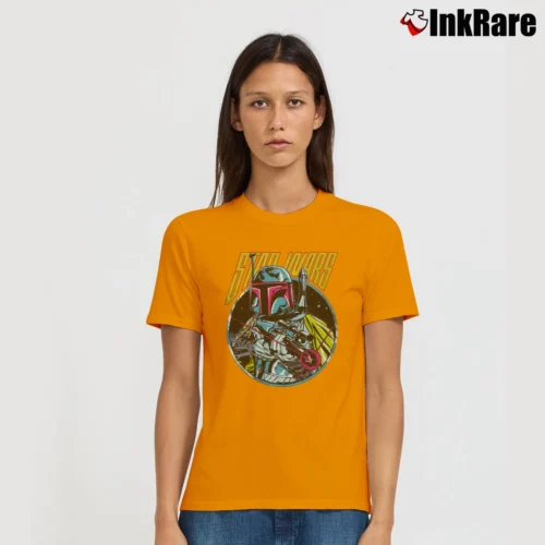 Star Wars Retro Boba Fett Graphic Women’s Signature Tee in orange – Effortless Style Women’s Star Wars Retro Boba Fett Graphic Signature T-Shirt in orange | Soft, Flattering Fit