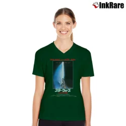 Women’s Star Wars Return Of The Jedi Japanese Poster V-Neck Tee in forest green | Chic Neckline, Soft Texture