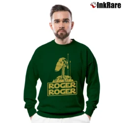 Men’s Star Wars Roger Roger Droid Inspired Crewneck Sweatshirt in forest green | Cozy Fabric, Clean Style