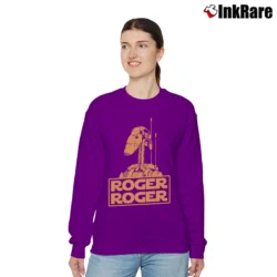 Women’s Star Wars Roger Roger Droid Inspired Relaxed Sweatshirt in purple | Soft, Laid-Back Vibe