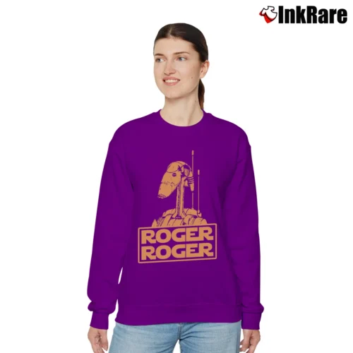 Star Wars Roger Roger Droid Inspired Women’s Relaxed Sweatshirt in purple – Cozy Casual Women’s Star Wars Roger Roger Droid Inspired Relaxed Sweatshirt in purple | Soft, Laid-Back Vibe