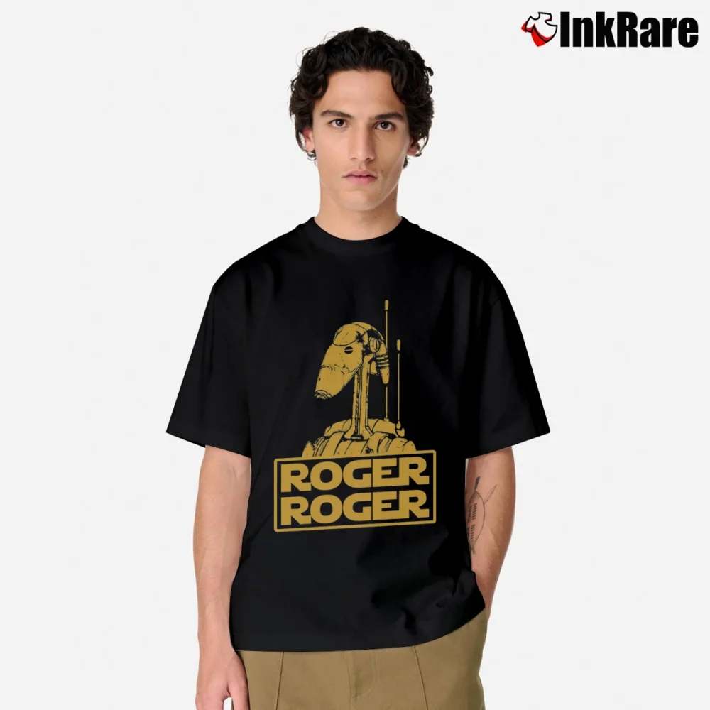 Men’s Star Wars Roger Roger Droid Inspired Classic T-Shirt in black | Soft, Breathable Everyday Wear