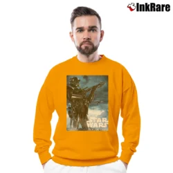 Men’s Star Wars Rogue One Death Trooper Movie Poster Crewneck Sweatshirt in orange | Cozy Fabric, Clean Style