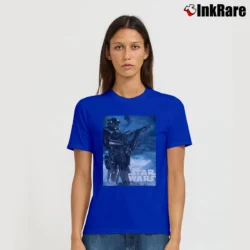 Women’s Star Wars Rogue One Death Trooper Movie Poster Signature T-Shirt in royal blue | Soft, Flattering Fit