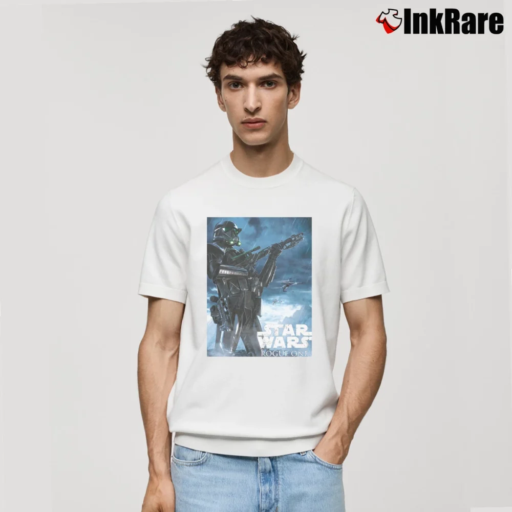 Men’s Star Wars Rogue One Death Trooper Movie Poster Classic T-Shirt in white | Soft, Breathable Everyday Wear