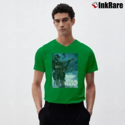 Men’s Star Wars Rogue One Death Trooper Movie Poster V-Neck Tee in irish green | Sharp, Breathable, Everyday Staple