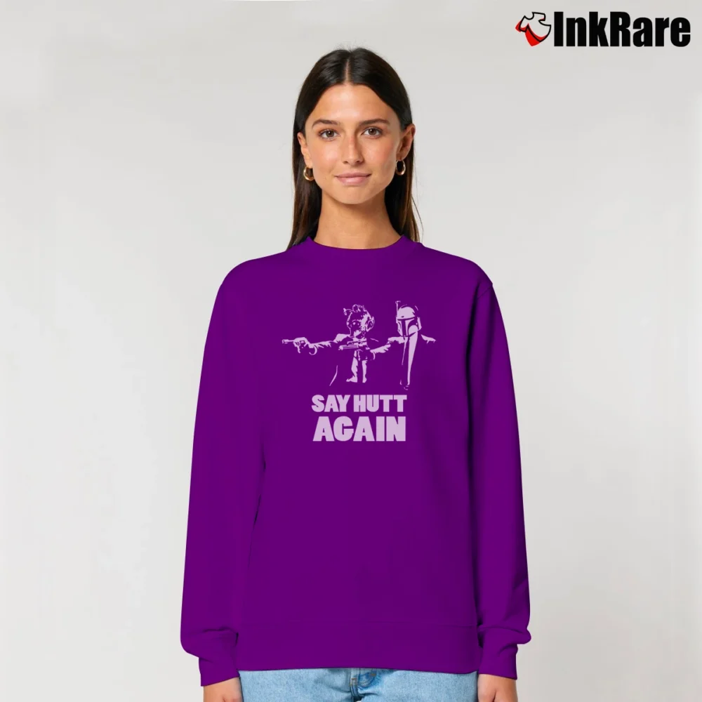 Women’s Star Wars Say Hutt Again Funny Graphic Relaxed Sweatshirt in purple | Soft, Laid-Back Vibe