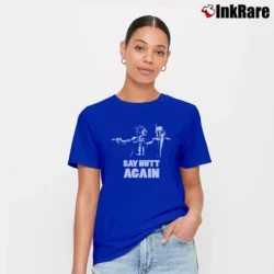 Women’s Star Wars Say Hutt Again Funny Graphic Signature T-Shirt in royal blue | Soft, Flattering Fit