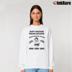 Women’s Star Wars Soft Wookie Warm Wookie Big Band Parody Funny Relaxed Sweatshirt in white | Soft, Laid-Back Vibe