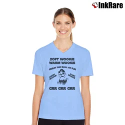 Women’s Star Wars Soft Wookie Warm Wookie Big Band Parody Funny V-Neck Tee in light blue | Chic Neckline, Soft Texture
