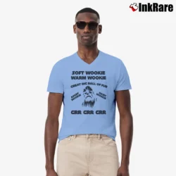 Men’s Star Wars Soft Wookie Warm Wookie Big Band Parody Funny V-Neck Tee in light blue | Sharp, Breathable, Everyday Staple