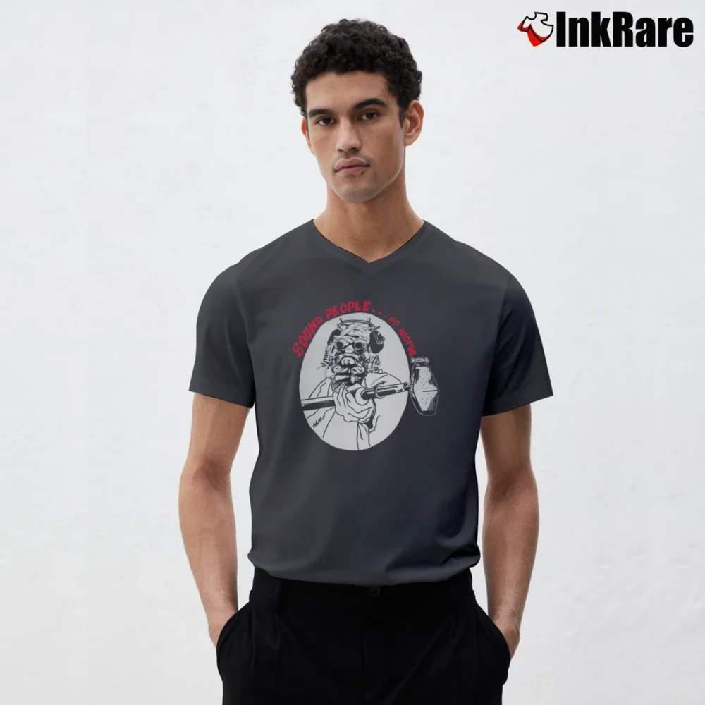 Men’s Star Wars Sound People Inspired Graphic V-Neck Tee in charcoal | Sharp, Breathable, Everyday Staple