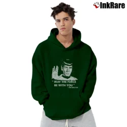 Men’s Star Wars Star Trek Spock May The Force Be With You Pullover Hoodie in forest green | Cozy, Durable, Modern Fit