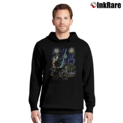 Men’s Star Wars Starry Night Luke Yoda X - Wing Van Gogh Pullover Hoodie in black | Cozy, Durable, Modern Fit