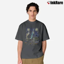 Men’s Star Wars Starry Night Luke Yoda X - Wing Van Gogh Classic T-Shirt in charcoal | Soft, Breathable Everyday Wear