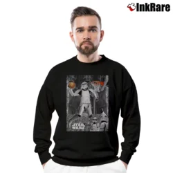 Men’s Star Wars Stormtrooper Basketball Graphic Crewneck Sweatshirt in black | Cozy Fabric, Clean Style