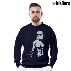 Men’s Star Wars Stormtrooper Gym Muscle Racerback Workout Crewneck Sweatshirt in navy | Cozy Fabric, Clean Style