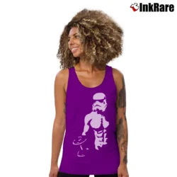 Women’s Star Wars Stormtrooper Gym Muscle Racerback Workout Tank Top in purple | Lightweight, Movement-Friendly