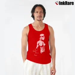 Men’s Star Wars Stormtrooper Gym Muscle Racerback Workout Tank Top in red | Breathable, Active-Friendly Design
