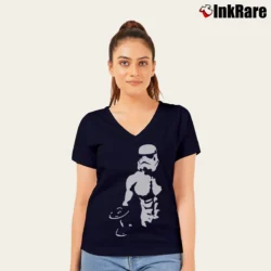 Women’s Star Wars Stormtrooper Gym Muscle Racerback Workout V-Neck Tee in navy | Chic Neckline, Soft Texture