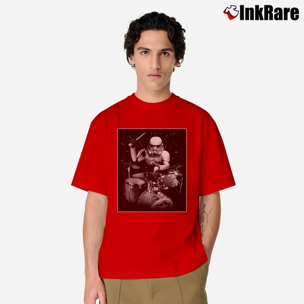 Men’s Star Wars Stormtrooper Rocking The Drums Graphic Classic T-Shirt in red | Soft, Breathable Everyday Wear