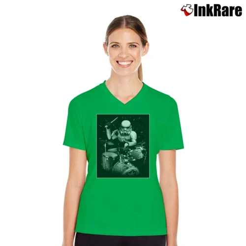 Star Wars Stormtrooper Rocking The Drums Graphic Women’s V-Neck Tee in irish green – Flattering Fit Women’s Star Wars Stormtrooper Rocking The Drums Graphic V-Neck Tee in irish green | Chic Neckline, Soft Texture