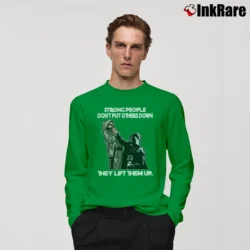 Men’s Star Wars Strong People Dont Put Others Down They Lift Them Up Long-Sleeve Shirt in irish green | Sleek, Lightweight, Year-Round Wear