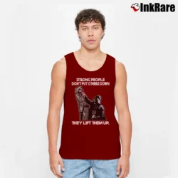 Men’s Star Wars Strong People Dont Put Others Down They Lift Them Up Tank Top in maroon | Breathable, Active-Friendly Design