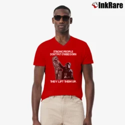 Men’s Star Wars Strong People Dont Put Others Down They Lift Them Up V-Neck Tee in red | Sharp, Breathable, Everyday Staple