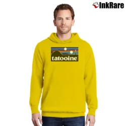 Men’s Star Wars Tatooine Patagonia Parody Sci Fi Pullover Hoodie in yellow | Cozy, Durable, Modern Fit