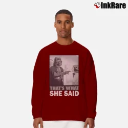 Men’s Star Wars That's What She Said Funny Long-Sleeve Shirt in maroon | Sleek, Lightweight, Year-Round Wear