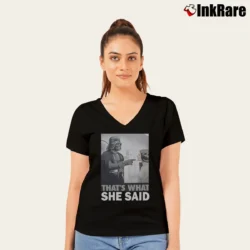 Women’s Star Wars That's What She Said Funny V-Neck Tee in black | Chic Neckline, Soft Texture