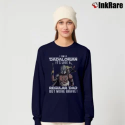 Women’s Star Wars The Dadalorian Funny Father's Day I Am A Dadalorian Its Like A Regular Dad But More Brave Long-Sleeve Top in navy | Sleek, Versatile, All-Season