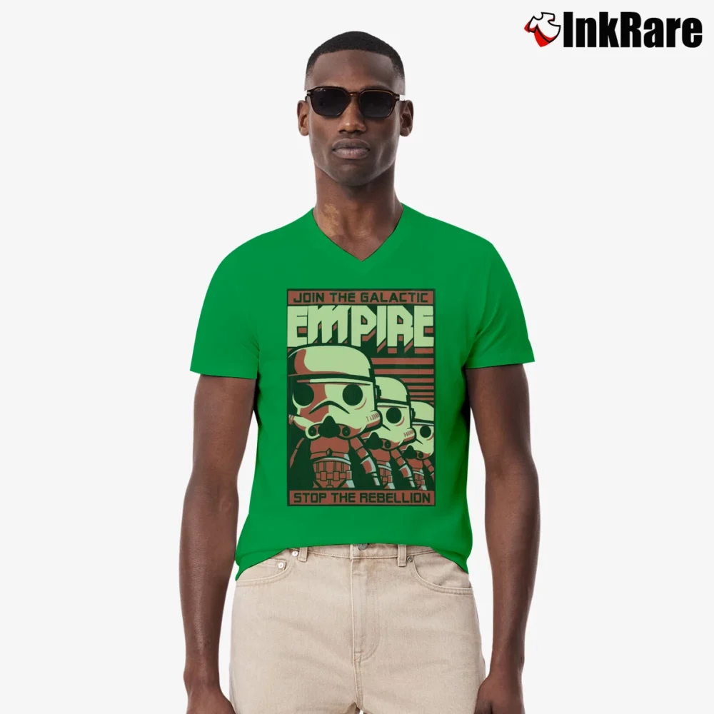 Men’s Star Wars The Force Awakens Stormtrooper Poster V-Neck Tee in irish green | Sharp, Breathable, Everyday Staple