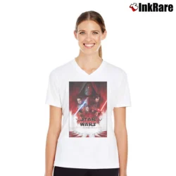 Women’s Star Wars The Last Jedi Poster V-Neck Tee in white | Chic Neckline, Soft Texture