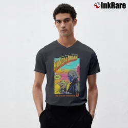 Men’s Star Wars The Mandalorian Season 2 Comic Poster V-Neck Tee in charcoal | Sharp, Breathable, Everyday Staple