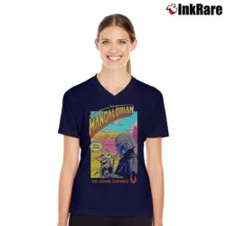 Women’s Star Wars The Mandalorian Season 2 Comic Poster V-Neck Tee in navy | Chic Neckline, Soft Texture